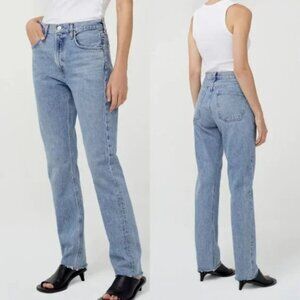 AGOLDE Jeans Womens 29 Blue Cherie High Rise Straight Raw Hem 100% Cotton USA